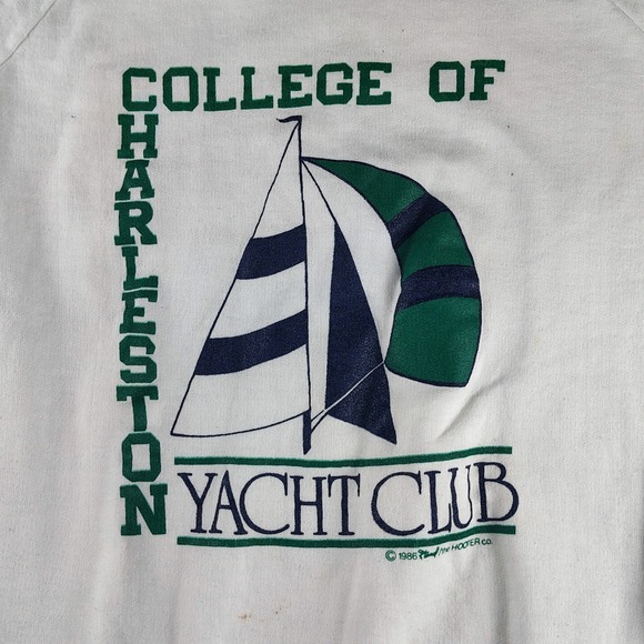 Vintage 1986 College of Charleston Yacht Club Sweatshirt Belton XL White 80s USA - Picture 3 of 10